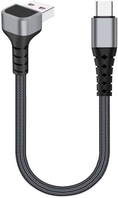 투에이비 USB A to C타입 초고속 충전 케이블, 1개, L자형 블랙, 0.25m
