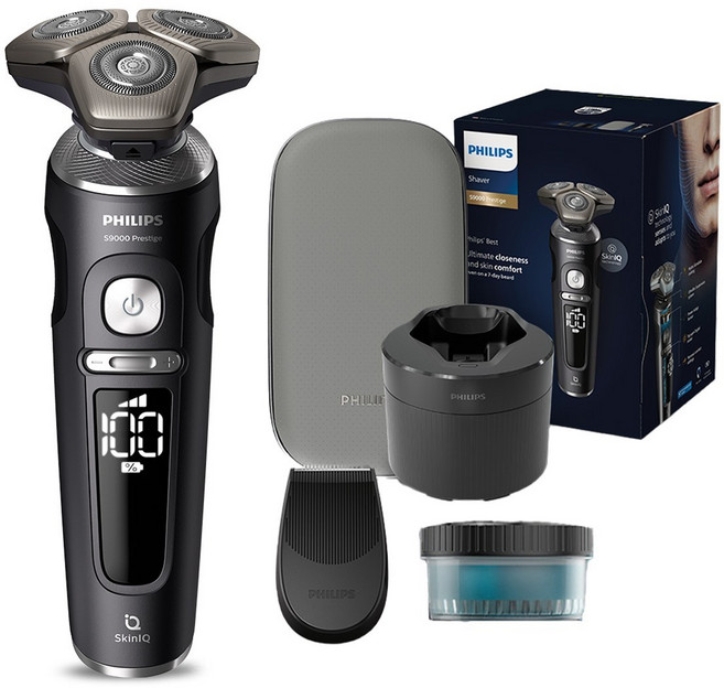 필립스 SkinIQ 9000 프레스티지 컴팩트 에디션 전기면도기, SP9840/32, 블랙매트