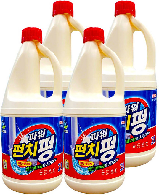 하루그린 배수구세척제 펀치펑, 4개, 2L