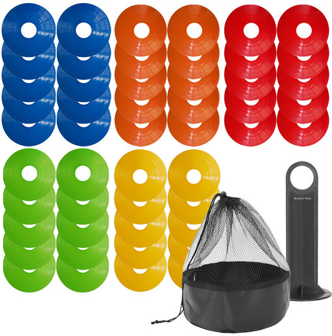 마켓플랜 트레이닝 스텝 접시콘 5종 x 10p 세트, 블루, 레드, 그린, 옐로우, 오렌지, 1세트