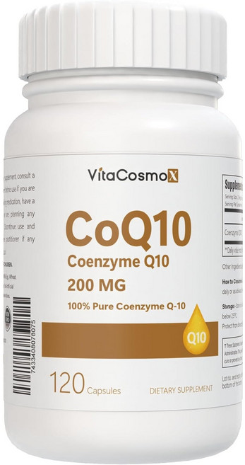 VitaCosmoX 비타코스모엑스 코큐텐 CoQ-10 200mg 120 야채캡슐 120캡슐, 1개, 120정