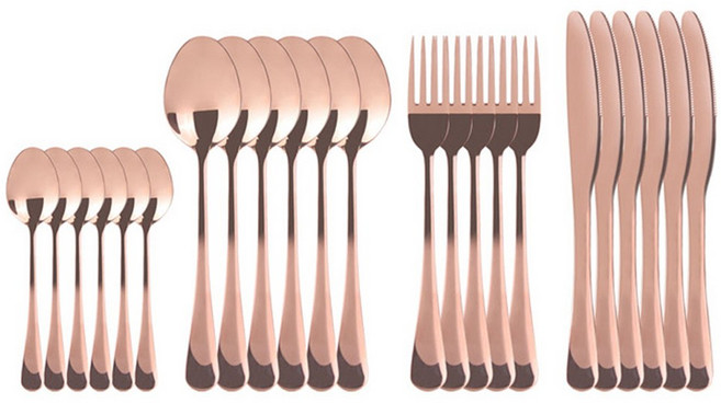 양식기 커트러리세트 포크나이프세트 수저 포크 나이프 선물세트, 로즈골드, 1개