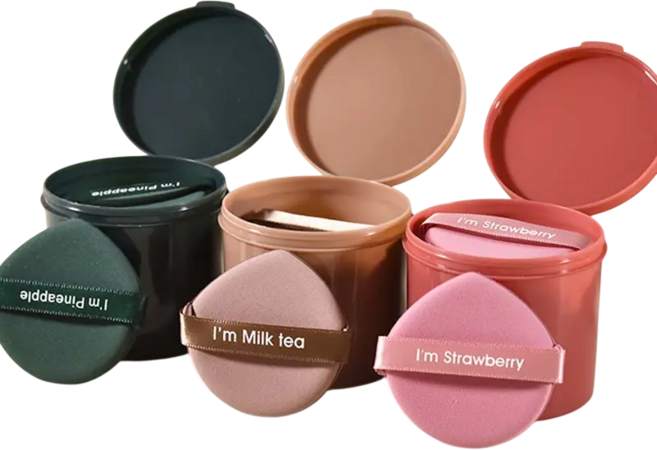 러브핑코 물방울형 쿠션 퍼프 14P + 케이스 세트, 1세트, 핑크 + 핑크