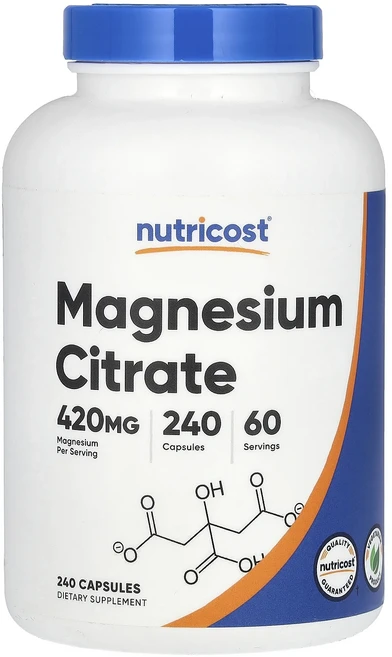 헁복하고 건강하세요 Nutricost 마그네슘시트레이트 캡슐 240정(캡슐 1정당 105mg) 늘 챙기셔야합니다, Nutricost마그네슘시트레이트캡슐240정캡슐1정당1, 1개 - 쿠팡