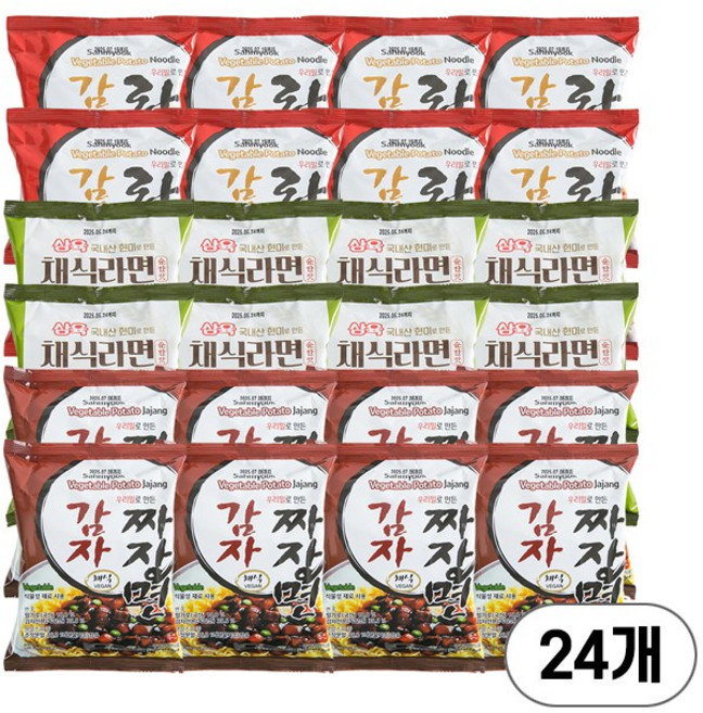 삼육 우리밀 감자 비건 짜장 현미 라면 세트, 24개