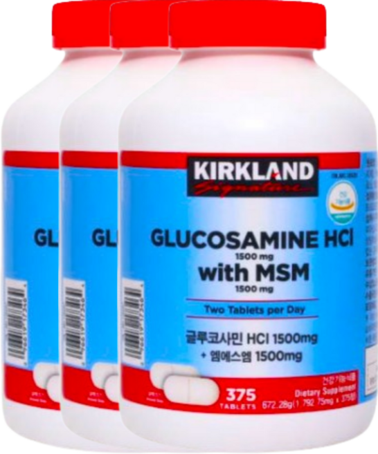 커클랜드 시그니처 코스트코 글루코사민 MSM 엠에스엠 375정 x 3통 18개월분, 3개