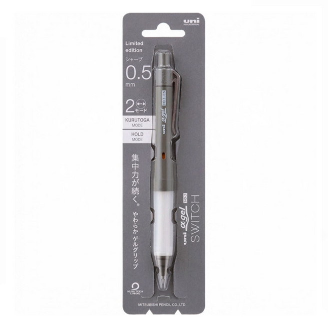 유니 알파겔 쿠루토가 스위치 샤프 파스텔 컬러 한정판 0.5mm, 그레이, 1개