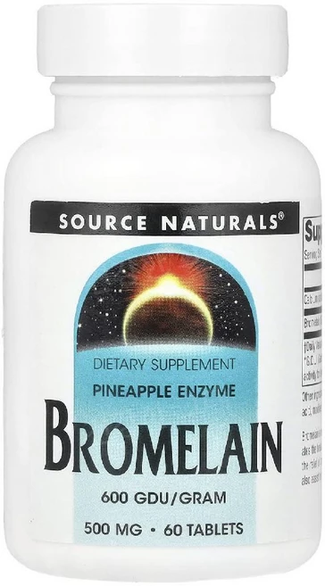 소스네츄럴 브로멜라인 2000GDUg 500mg 60정 단백질 분해 파인애플 식물 효소, 1개 - 쿠팡