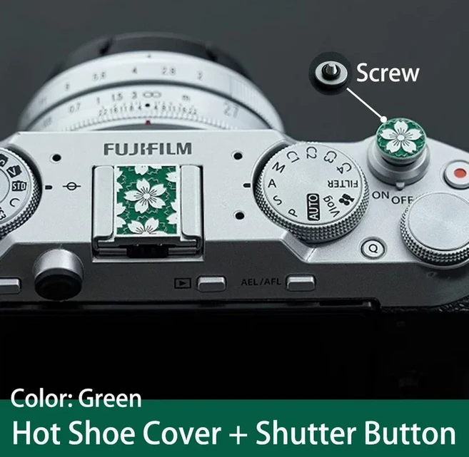 Canon Nikon Sony Leica Pentax Panasonic 카메라 액세서리 용 금속 사쿠라 핫슈 커버 셔터 릴리즈 버튼 보, 03 Green (Screw type)