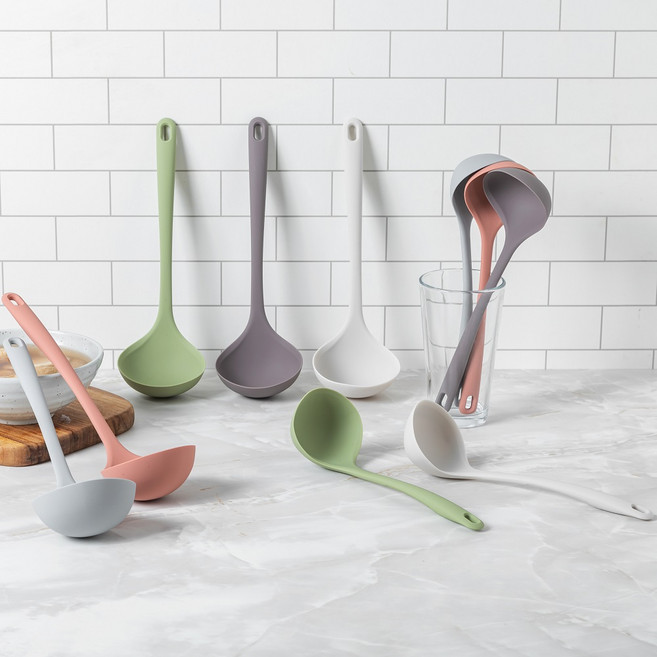 올원리빙 실리콘 멀티 국자 중/대 5color, 실리콘 국자 (대) 코튼화이트, 1개