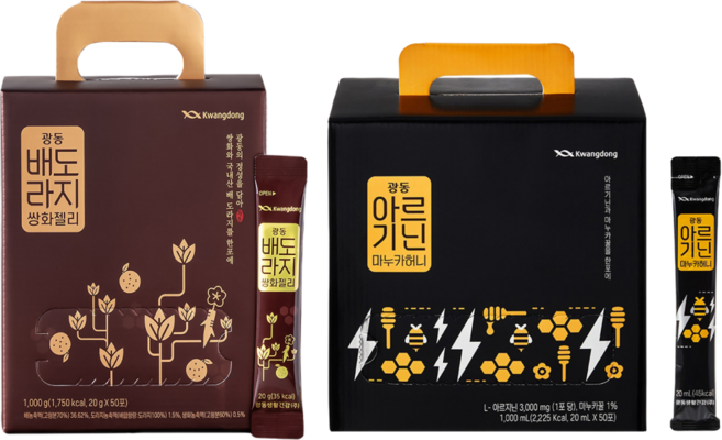 광동 아르기닌 마누카허니스틱 50포 1세트 +배도라지쌍화젤리 50포 1세트, 1개