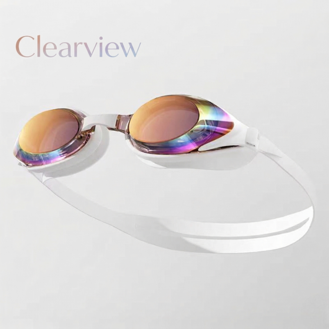 [180도뷰] 클리어뷰 안티포그 오로라 수경 미러 물안경, 1개, 화이트