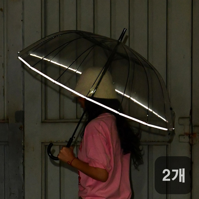 야간에도 안전한 펀닷 빛 반사 엔젤링 16K 투명 장우산 P-WM01+
