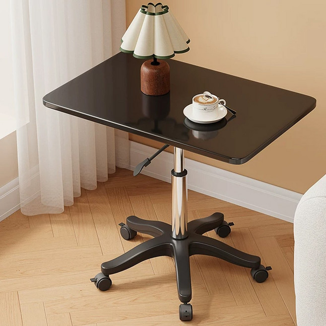 하루꿈 사이드 테이블 높이 조절 이동식 데스크 1인용 미니 보조 거실 침실 다용도 컴퓨터 책상, 블랙