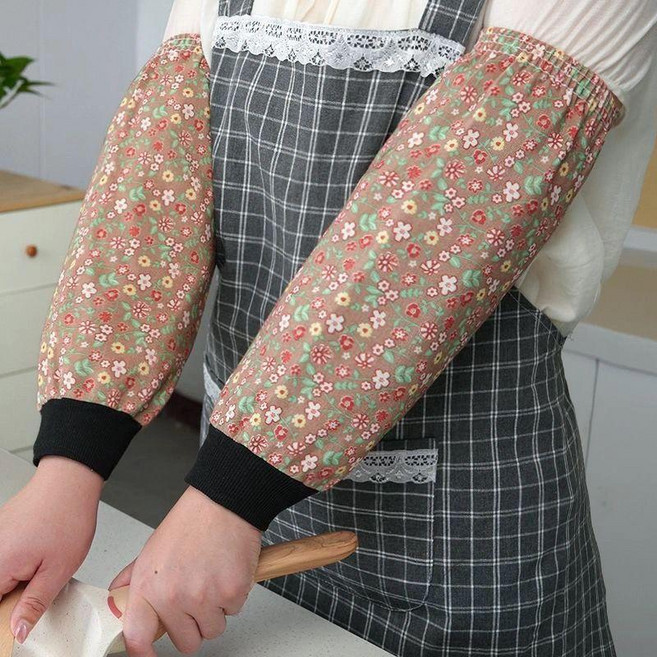 套袖加長加厚竹節棉羅紋口純棉袖套耐髒耐磨工作上班男女護袖碎花