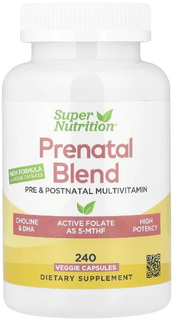 슈퍼뉴트리션 임산부 멀티비타민 콜린 엽산 함유 Prenatal Blend 베지캡슐 240정 - 쿠팡