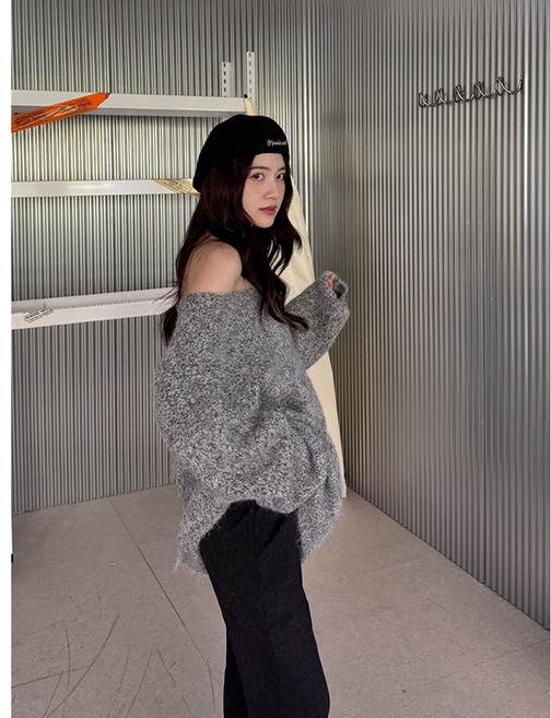 Twenty 巴黎時尚週--混色織高磅混羊毛粗針織上衣 2502051