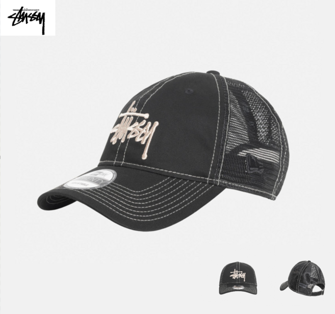 스투시 메쉬 모자 뉴에라 9Twenty 베이직 트러커 블랙