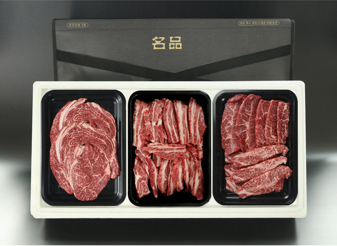 시골장터 투뿔 한우 채반 선물세트 5호 1.5kg(꽃등심1000g+갈비200g+특수300g), 1세트