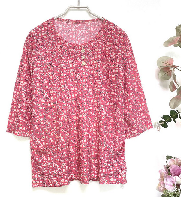 국민할매 할머니옷 엄마옷 여름 쿨펀칭 냉감 앞포켓 진주 7부 티셔츠[SH-MS01] 요양원옷