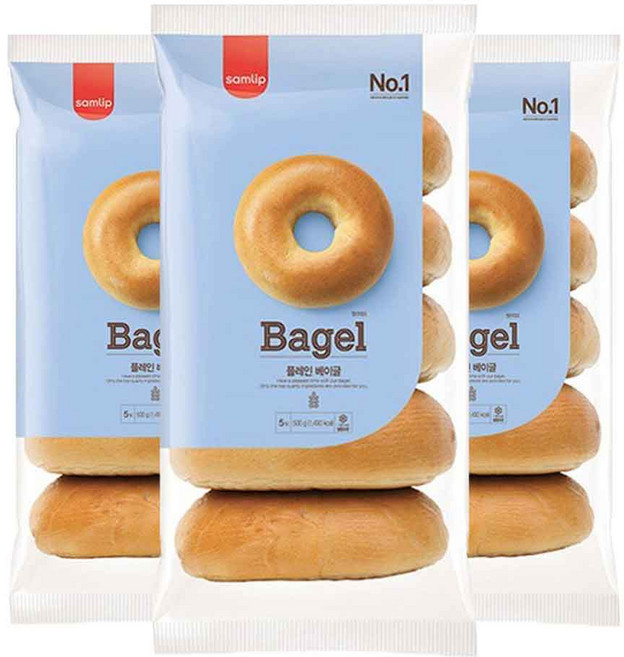 삼립 냉동 베이글 플레인 5입500g 3봉/삼립 냉동 베이글 플레인 5입500g 3봉 삼립, 500g, 3개