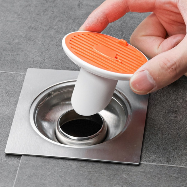 자석 하수구 트랩 욕조 냄세차단 캡 덮개, 오렌지