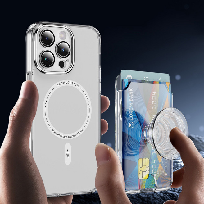 실버카우 2장수납 맥세이프 투명 스마트톡 거치대 카드지갑