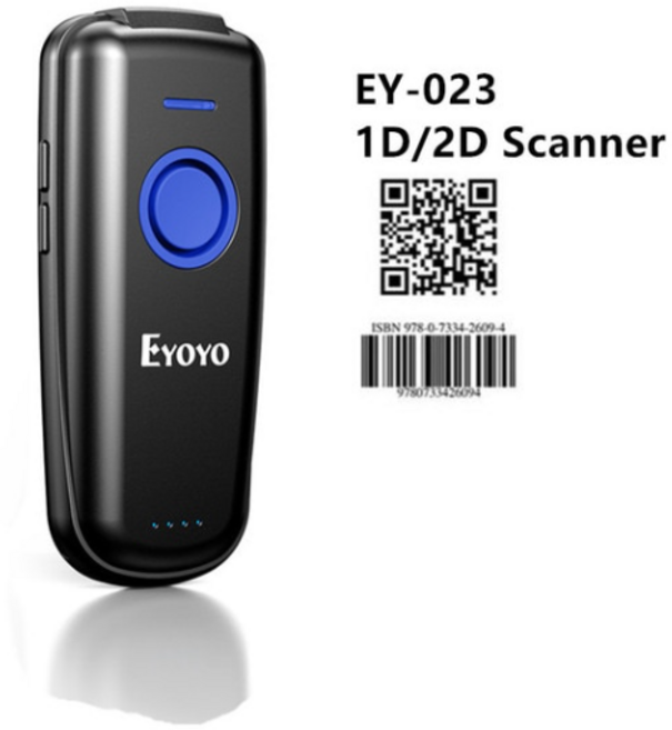 바코드리더기 Eyoyo EY-023 QR 코드 스캐너 블루투스 휴대용 2D 바코드 호환 USB 2.4GHz 무선 리더, 2D Scanner, 1개