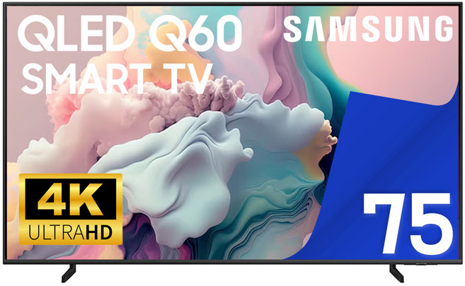 삼성 75인치 제로베젤 QLED 4K UHD 스마트 TV 75Q60, 고객직접설치, 스탠드형