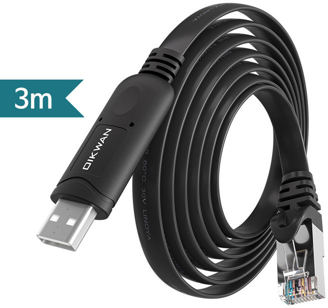 USB TO RJ45 RS232/콘솔케이블 / 3M (FTDI FT232RL+ZT213 칩 사용) (대량 주문제작 가능), 300cm, 1개, USB TO RJ45-RS232(블랙)