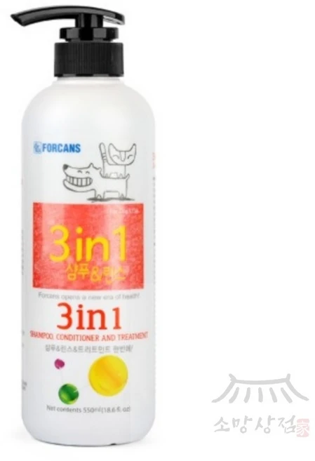 포켄스 강아지 샴푸 3in1 샴푸린스 겸용 550ml 1P, 1개 - 쿠팡