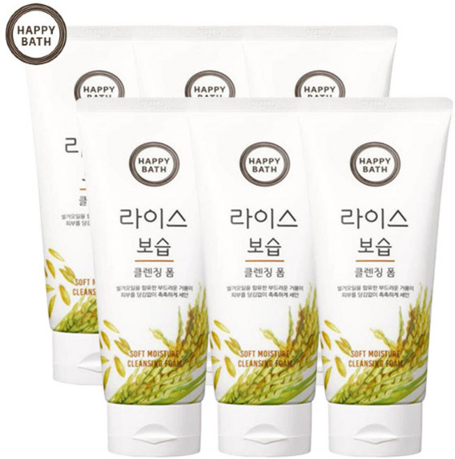 해피바스 라이스 보습 클렌징폼 피지제거 각질제거 폼클렌징, 200g, 6개