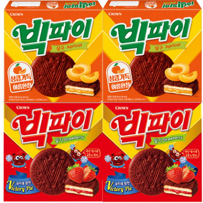 크라운 빅파이 살구맛324g+딸기324g, 1세트, 각2개(총4개)