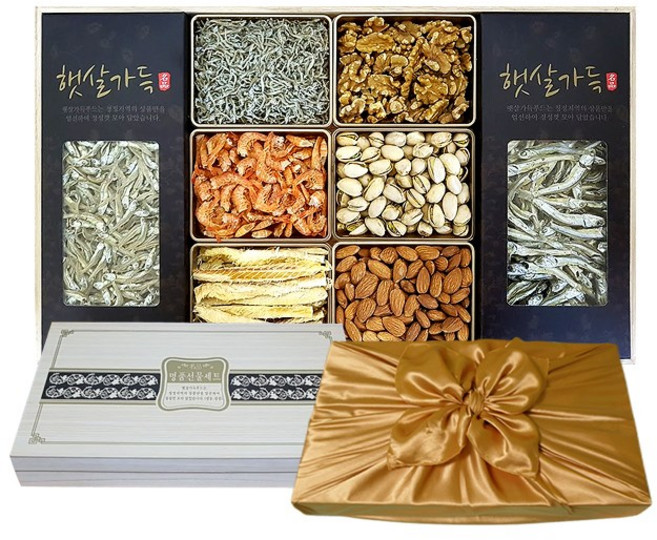 고품격 멸치선물세트 햇살 진 오동나무 포장 멸치견과 8종세트, 1개