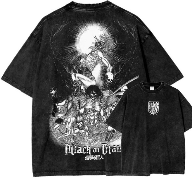 진격의거인굿즈 진격거 진격의거인 조사병단마크 조사병단 반팔티 오버핏 루즈핏 티셔츠 굿즈