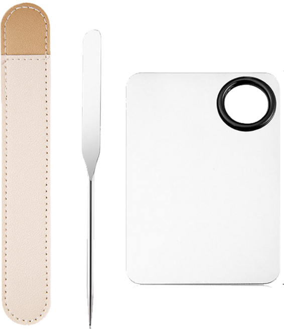 40000KM 메이크업 스파츌라 + 미니 믹싱 팔레트 세트 메이크업 실기시험 스파츌라, 1개, 은색의