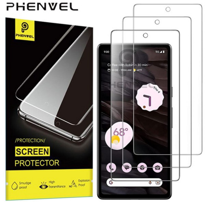 GEEKI 스마트폰 휴대폰 액정 보호 필름 강화 유리 풀 커버 Google Pixel 8 Pro 7A 6A 7 6 8A 9A 9 XL Anti Shatter 용 완전 투명 화면 보, [04] 1pc 1 bag, [18] For Pixel 9 Pro