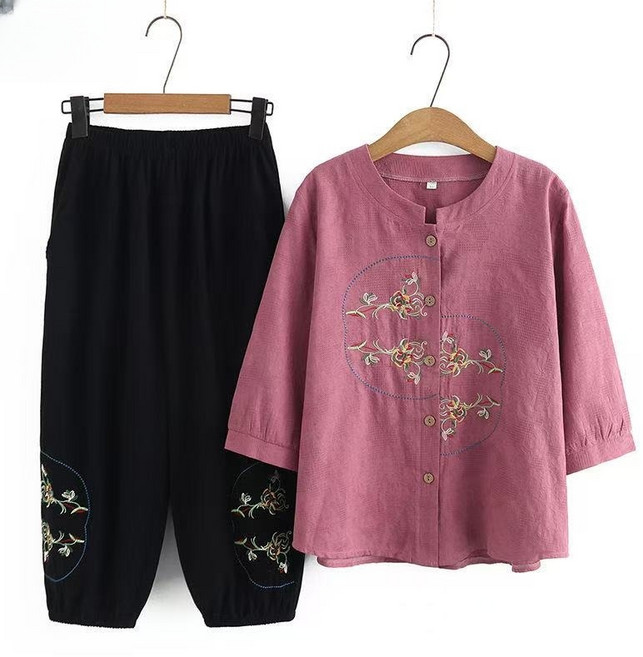 자칠 여성 생활한복 자수세트 면마 개량한복 법복 절복