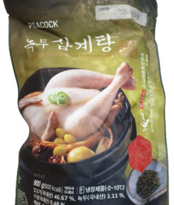 피코크 녹두 삼계탕 900g (냉장), (매장정품) 피코크 녹두 삼계탕 900g (냉장) 23, 1개