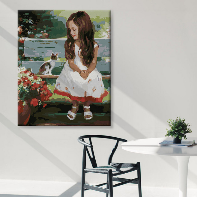 아트픽스 DIY 명화그리기 유화그리기 컬러링북 팝아트 동물 인물, F44-소녀와고양이, 1개