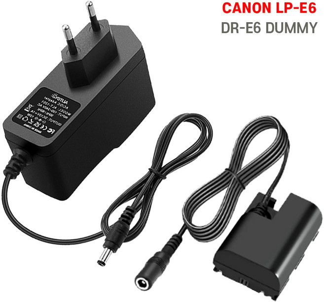 DR-E6 캐논 LP-E6N 더미배터리 ACK-E6 호환 상시전원 어댑터 패키지 1.5m, 연장선추가(총길이3.5m), 1개