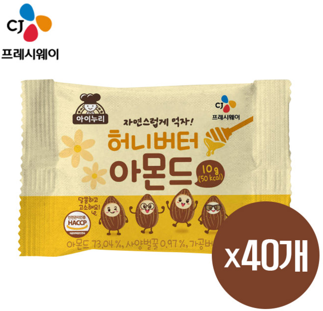 이츠웰 아이누리 허니버터 아몬드, 10g, 40개