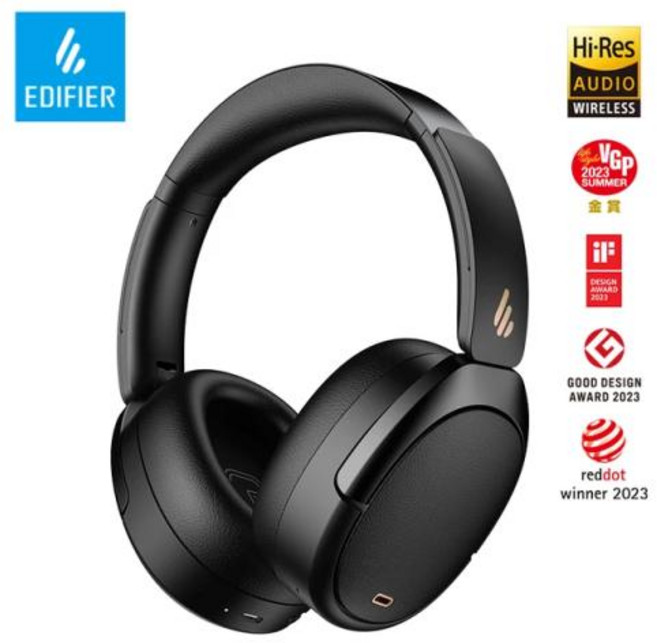 에디파이어 에디터 WH950NB 노이즈 캔슬링 무선 헤드폰 고해상도 오디오 듀얼 장치 연결 블루투스 5.3 헤드셋, 2) Black, 없음