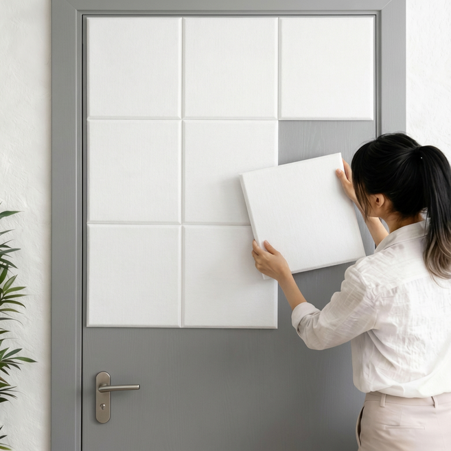 하루꿈 인테리어 방음판 접착식 방음재 흡음재 문소음방지 부착식 차음시트 벽지, 24개, 화이트