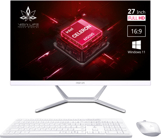 뷰라이프 27형 일체형PC N5095 정품 윈도우11 Pro 포함 저소음 무선키보드마우스 증정, 512GB, 16GB, WIN11 Pro, 화이트, AP-D270-N5