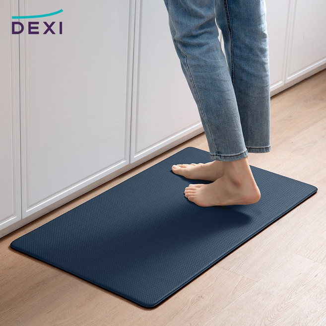 DEXI 쿠션 싱크대 방수 PVC 주방매트 특대형 싱크대발매트 미끄럼방지 두꺼운 10mm 주방 발매트 대형, 블루
