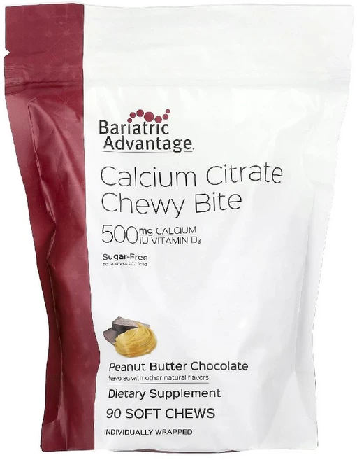 베리아트릭어드밴티지 구연산 칼슘 500mg 츄이 바이트 피넛 버터 초콜릿 소프트츄 90개, 1개 - 쿠팡