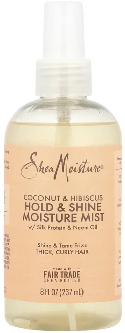SheaMoisture 홀드 & 샤인 모이스처 미스트 실크 프로틴 & 님 오일 함유 코코넛 & 히비스커스 237ml (8fl oz), SheaMoisture홀드샤인모이스처미스트실크프로틴님오, 1개 - 쿠팡