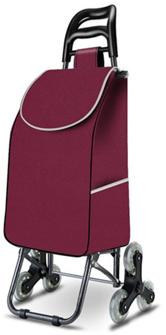 계단오르는 세발 접이식 쇼핑 카트 시장 바구니, (크리스탈휠)와인, 1개