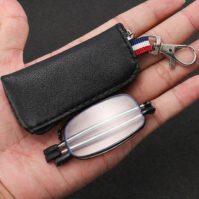 앙플러스 휴대용 접이식 돋보기 노안 안경, 1개, 블랙